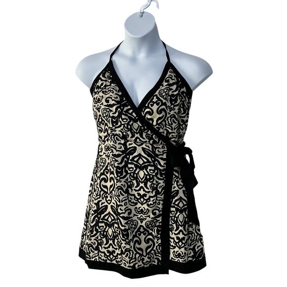 FRENCH CONNECTION WMNS 8 CRISTYN BIRDIE LINEN BLEND HALTER MINI DRESS BLACK NEW - Picture 4 of 13